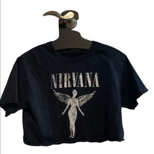 Nirvana Cropped, Angel Logo Tee.
